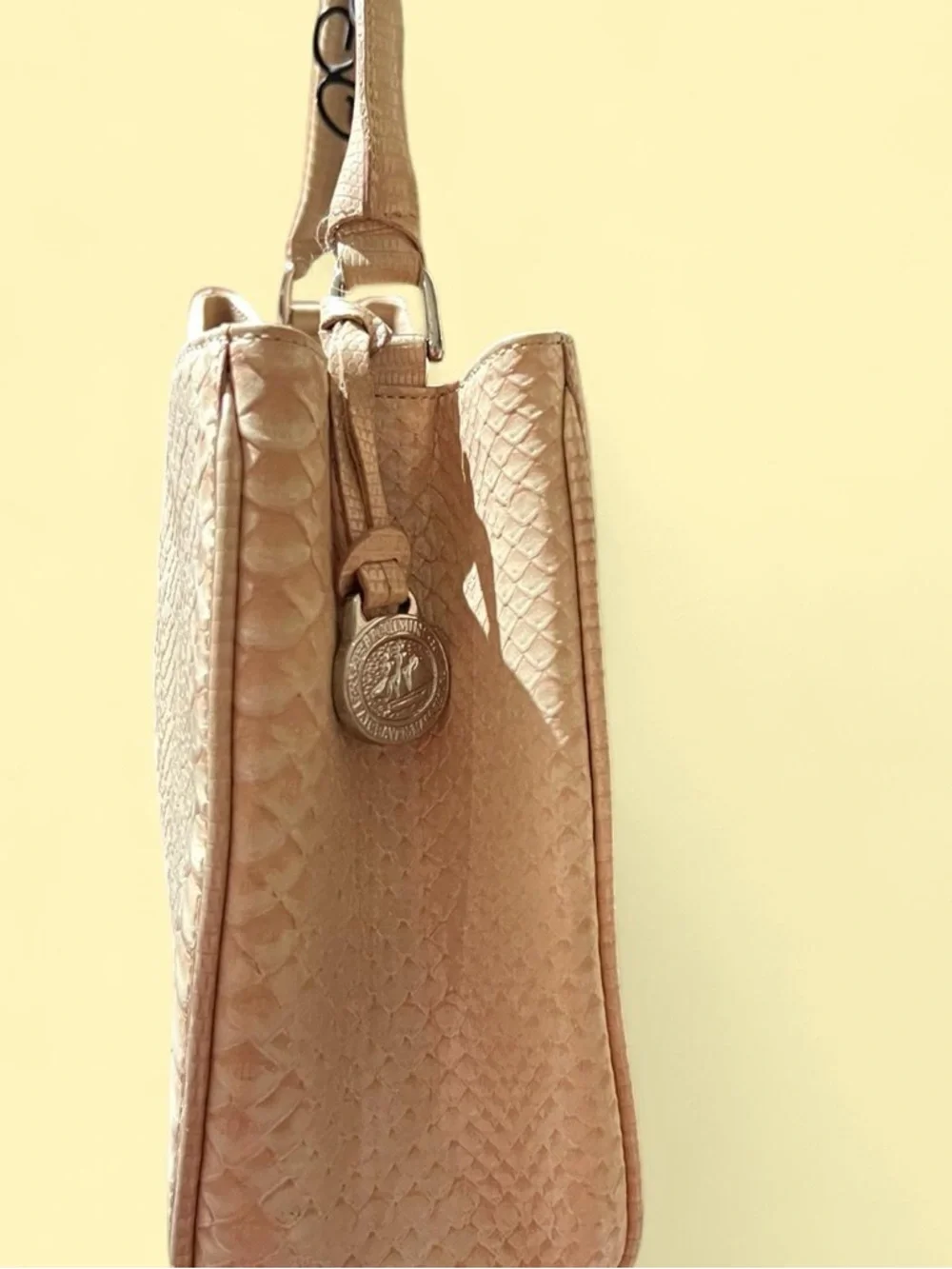 Brahmin Pale Pink Textured Snake-Embossed Top-Handle Crossbody Rare - Picture 5 of 7